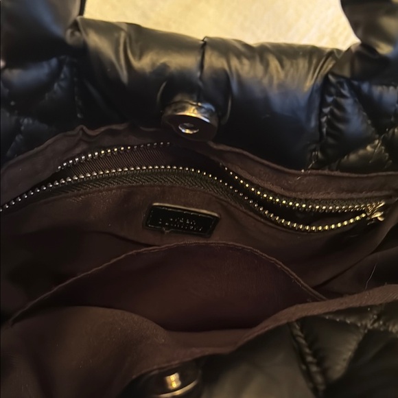 Black Puffer Tote Bag with Strap - Picture 3 of 5